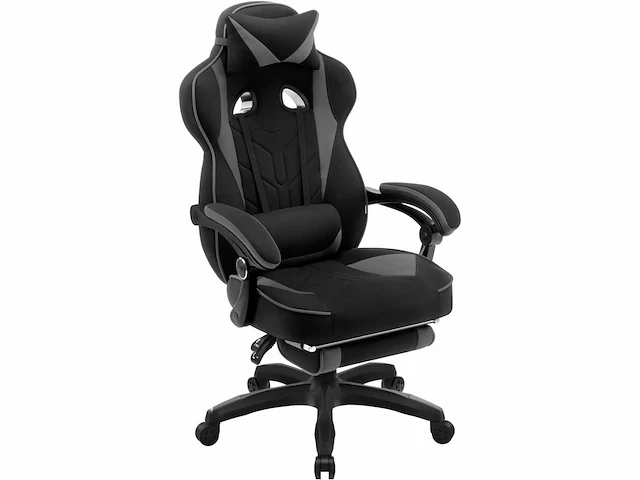Ademende stoffen gamingstoel ergonomische bureaustoel met lendensteun - afbeelding 3 van  4