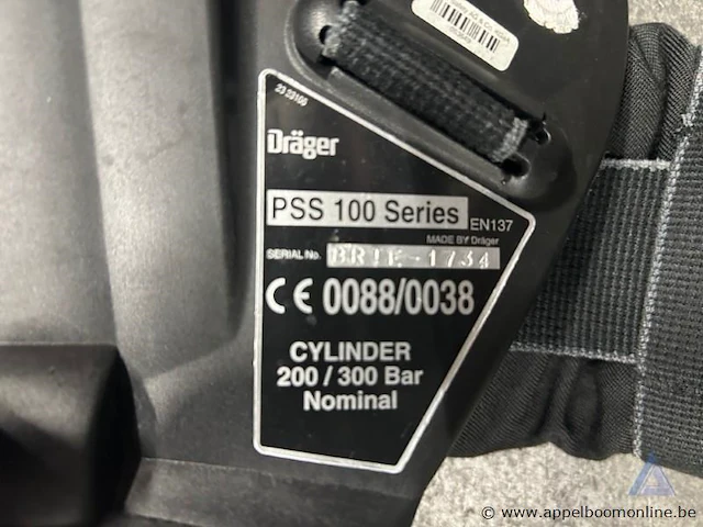 Ademluchttoestel dräger pss 100, met ademluchtmasker. geschikt voor cilinders van 200/300 bar, dräger pss 100 series. werking niet gekend. - afbeelding 2 van  4