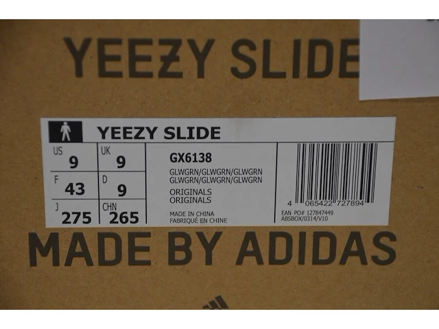 Adidas yeezy slide glow green maat 42,5 nieuw in doos (2) - afbeelding 10 van  10