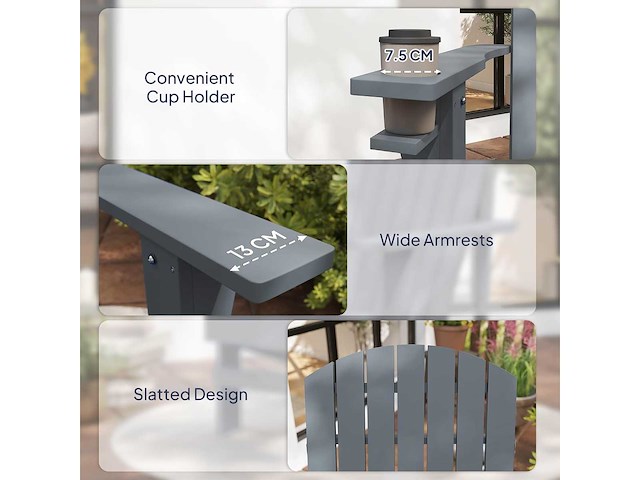 Adirondack comfort garden chair, ingebouwde bekerhouder - afbeelding 4 van  6