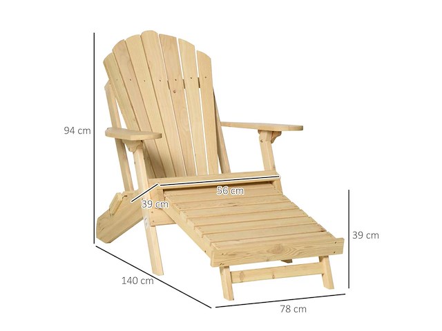 Adirondack opvouwbare tuinstoel met voetsteun (x2) - afbeelding 4 van  6