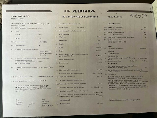 Adria aviva 422 py caravan - afbeelding 11 van  20