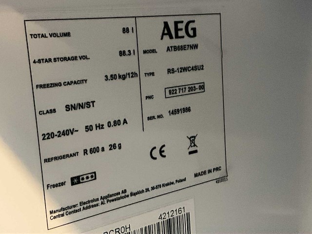 Aeg atb68e7nw vriezer - afbeelding 6 van  6