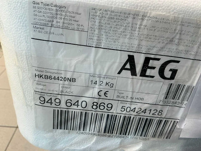Aeg hkb64420nb gaskookplaat - afbeelding 4 van  5