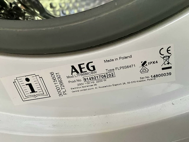 Aeg lf7b6856cbw wasmachine - afbeelding 4 van  6