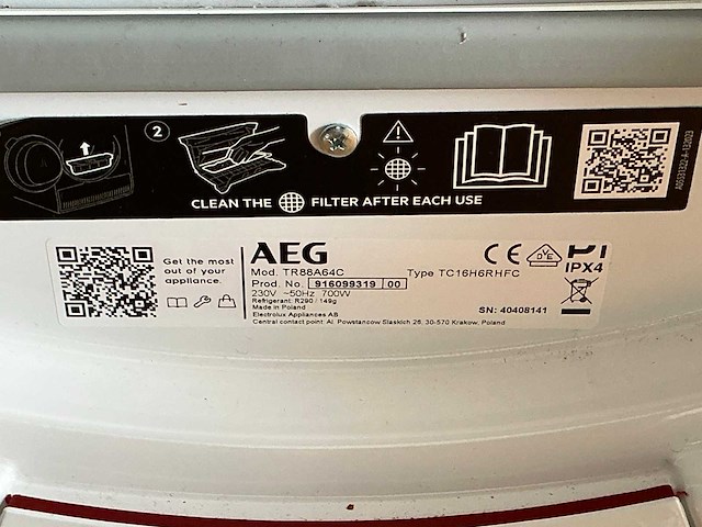 Aeg tr88a64c wasdroger - afbeelding 3 van  3