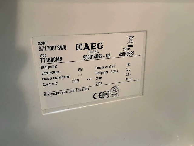 Aeg tt160cmx koelkast (2x) - afbeelding 4 van  7