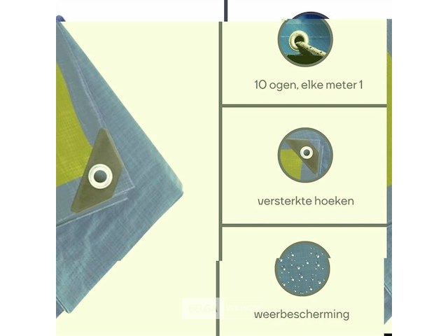 Afdekzeil tarpaulin 2 x 3 m, waterafstotend polyester 110 g/m² - afbeelding 4 van  6
