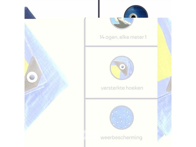 Afdekzeil tarpaulin 3 x 4 m, waterafstotend polyester 110 g/m² - afbeelding 4 van  6