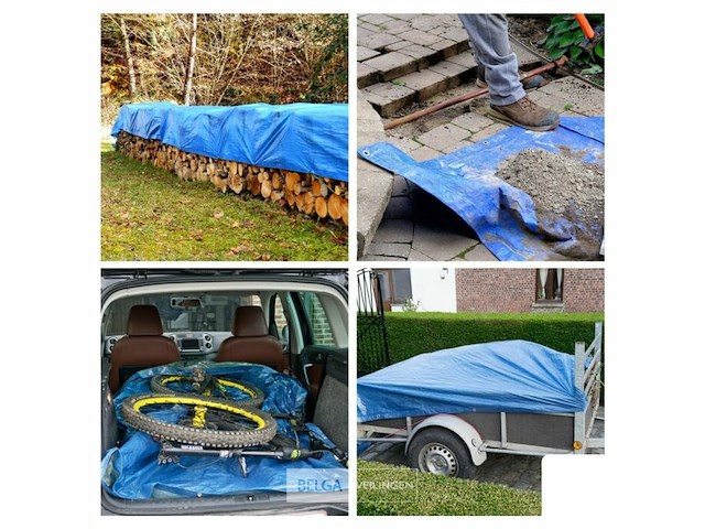 Afdekzeil tarpaulin 3 x 6 m, waterafstotend polyester 110 g/m² - afbeelding 3 van  6