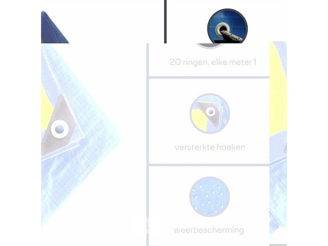 Afdekzeil tarpaulin 4 x 6 m, waterafstotend polyester 110 g/m² - afbeelding 4 van  6