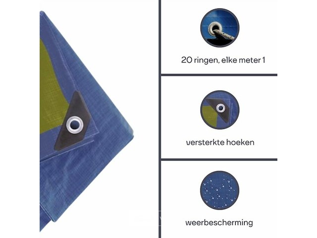 Afdekzeil tarpaulin 5 x 5 m, waterdicht polyester 70 g/m² - afbeelding 4 van  6