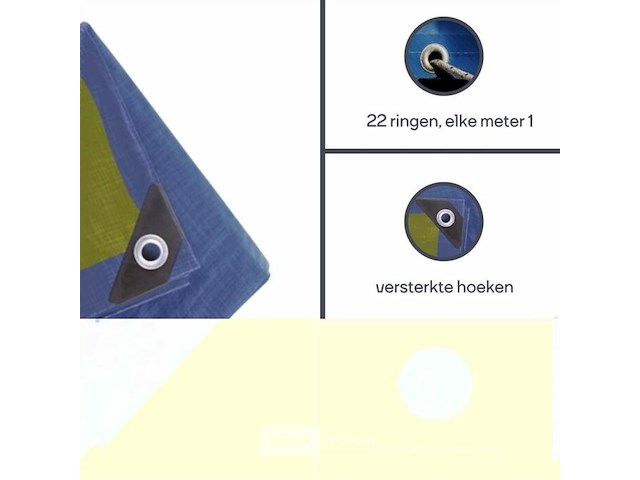 Afdekzeil tarpaulin 5 x 6 m, waterafstotend polyester 110 g/m² - afbeelding 4 van  6