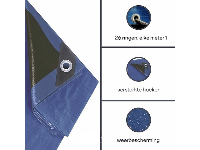 Afdekzeil tarpaulin 5 x 8 m, waterafstotend polyester 180 g/m² - afbeelding 4 van  6