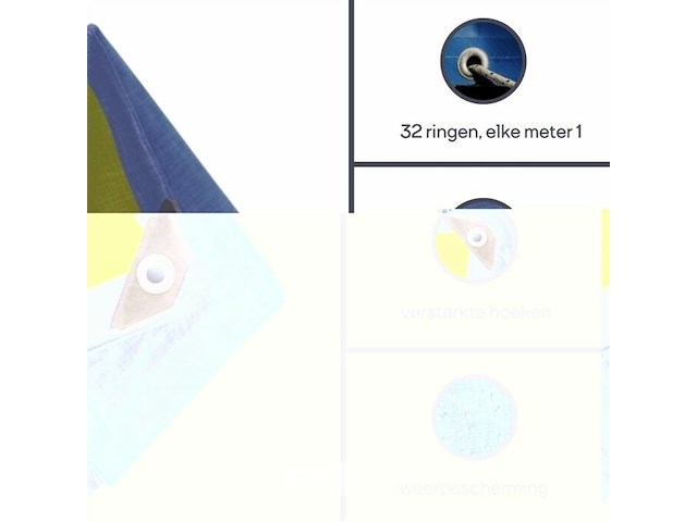 Afdekzeil tarpaulin 6 x 10 m, waterafstotend polyester 110 g/m² - afbeelding 4 van  6