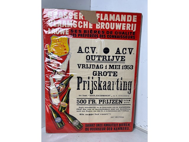 Affiche vlaamsche brouwerij lauwe 1953 - afbeelding 1 van  2