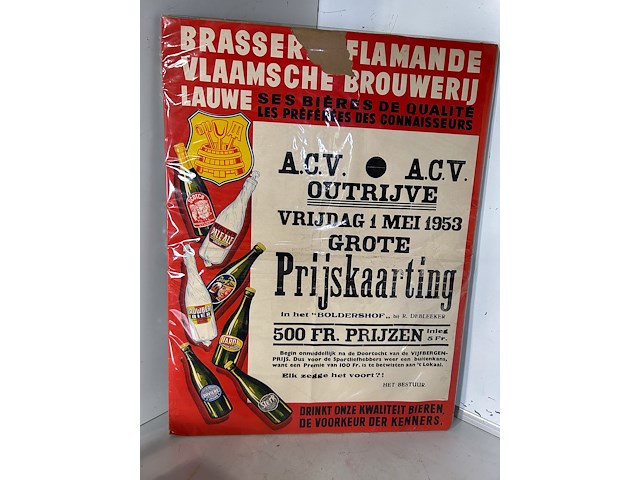 Affiche vlaamsche brouwerij lauwe 1953 - afbeelding 2 van  2