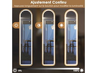 Afgeronde spiegel van volledige lengte met led-verlichting led-verlichte spiegel aluminium frame dimbare verlichting 3 kleuren goud - afbeelding 2 van  8