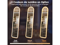 Afgeronde spiegel van volledige lengte met led-verlichting led-verlichte spiegel aluminium frame dimbare verlichting 3 kleuren goud - afbeelding 7 van  8