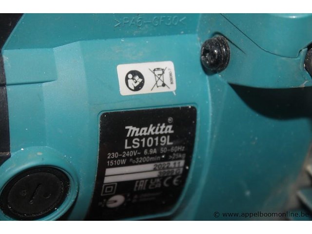Afkortzaag makita ls1019l, 1,51 kw, 230 v, serienummer 3999g, werking niet gekend - afbeelding 2 van  2