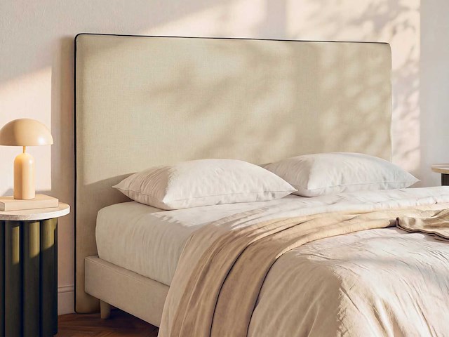 Afneembaar hoofdeinde 150 cm - katoen en linnen - beige en zwart - afbeelding 1 van  7