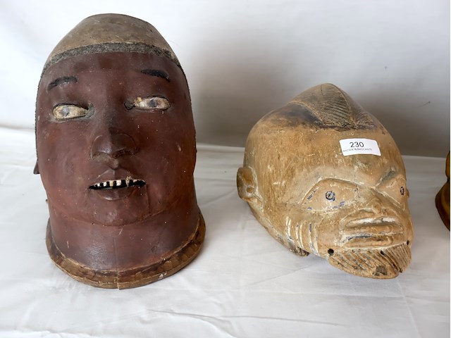 Afrikaans houten helmmasker (x5) - afbeelding 6 van  13
