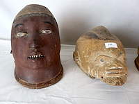 Afrikaans houten helmmasker (x5) - afbeelding 6 van  13