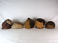 Afrikaans houten helmmasker (x5) - afbeelding 9 van  13