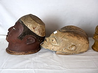 Afrikaans houten helmmasker (x5) - afbeelding 10 van  13