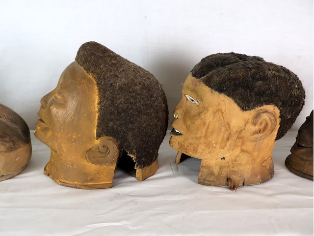 Afrikaans houten helmmasker (x5) - afbeelding 11 van  13