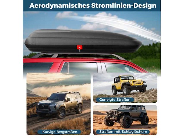 Afsluitbare dakkoffer 400l met banden - afbeelding 3 van  7