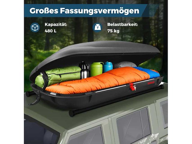 Afsluitbare dakkoffer 400l met banden - afbeelding 4 van  7