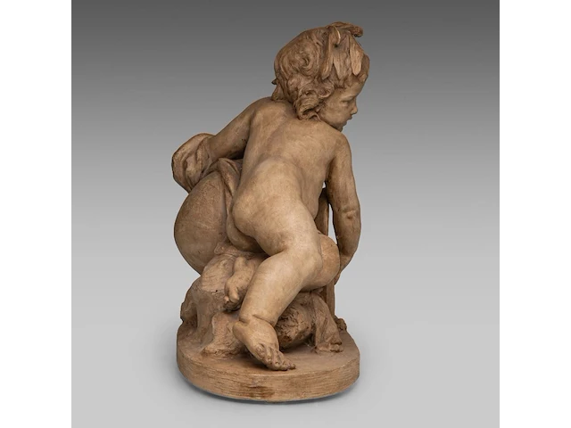 After augustin pajou (1730-1809), putto near the well, patinated terracotta 43 x 50 cm. (16.92 x 19.67 in.) - afbeelding 5 van  6