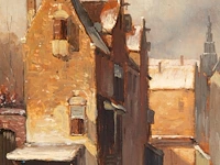 After charles leickert (1816-1907), a pair of pendant paintings with views of dutch towns, oil on panel 21 x 16 cm. (8.26 x 6.29 in.), frame: 43 x 37 cm. (16.92 x 14.57 in.)
