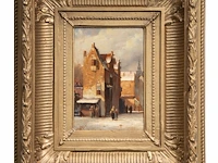 After charles leickert (1816-1907), a pair of pendant paintings with views of dutch towns, oil on panel 21 x 16 cm. (8.26 x 6.29 in.), frame: 43 x 37 cm. (16.92 x 14.57 in.) - afbeelding 2 van  9