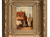 After charles leickert (1816-1907), a pair of pendant paintings with views of dutch towns, oil on panel 21 x 16 cm. (8.26 x 6.29 in.), frame: 43 x 37 cm. (16.92 x 14.57 in.) - afbeelding 6 van  9
