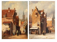 After charles leickert (1816-1907), a pair of pendant paintings with views of dutch towns, oil on panel 21 x 16 cm. (8.26 x 6.29 in.), frame: 43 x 37 cm. (16.92 x 14.57 in.) - afbeelding 9 van  9