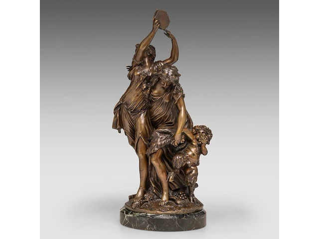 After clodion (1738-1814), bacchanal group, patinated bronze on a vert de mer marble base the bronze: 40 cm. (15 3/4 in.), including the base: 43 cm. (16.92 in.) - afbeelding 3 van  10