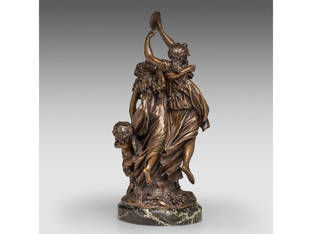 After clodion (1738-1814), bacchanal group, patinated bronze on a vert de mer marble base the bronze: 40 cm. (15 3/4 in.), including the base: 43 cm. (16.92 in.) - afbeelding 5 van  10