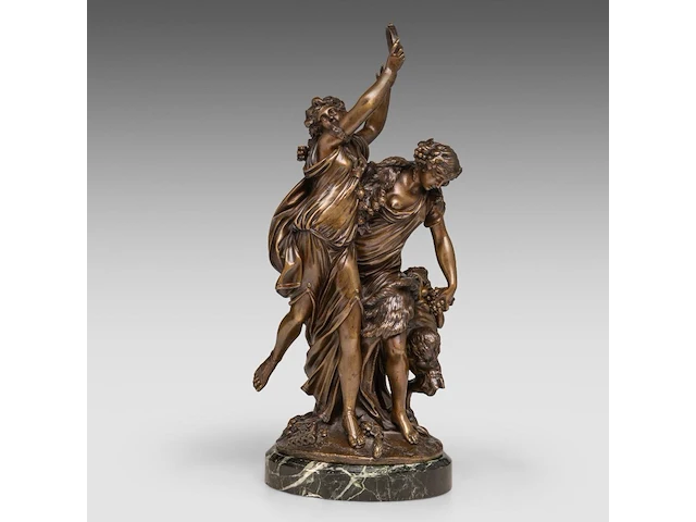 After clodion (1738-1814), bacchanal group, patinated bronze on a vert de mer marble base the bronze: 40 cm. (15 3/4 in.), including the base: 43 cm. (16.92 in.) - afbeelding 7 van  10