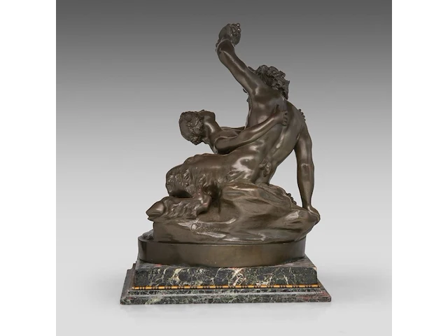 After clodion (1738-1814), bacchanal, patinated bronze on a marble base bronze 37 x 35 cm. (14.57 x 13.77 in.), incl. base 42 x 37 cm. (16.53 x 14.57 in.) - afbeelding 3 van  8
