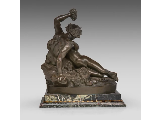 After clodion (1738-1814), bacchanal, patinated bronze on a marble base bronze 37 x 35 cm. (14.57 x 13.77 in.), incl. base 42 x 37 cm. (16.53 x 14.57 in.) - afbeelding 4 van  8