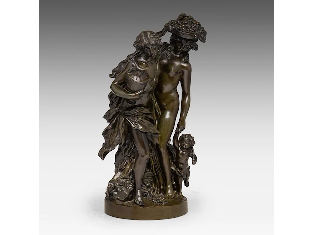 After clodion, bacchanal group, patinated bronze 51 cm. (20.07 in.) - afbeelding 1 van  8