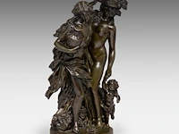 After clodion, bacchanal group, patinated bronze 51 cm. (20.07 in.)