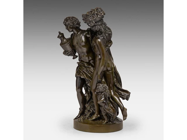 After clodion, bacchanal group, patinated bronze 51 cm. (20.07 in.) - afbeelding 2 van  8