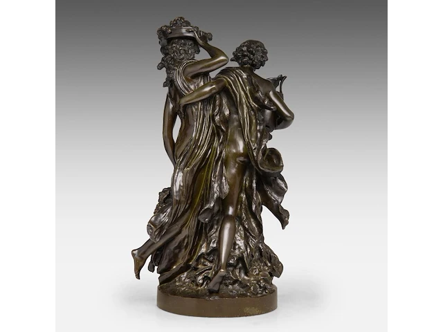 After clodion, bacchanal group, patinated bronze 51 cm. (20.07 in.) - afbeelding 4 van  8