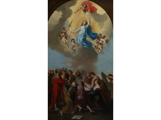 After peter paul rubens (1577-1640), the assumption of the virgin, oil on canvas 135 x 75 cm. (53.14 x 29.53 in.), frame: 155 x 95 cm. (61.02 x 37.39 in.) - afbeelding 1 van  5