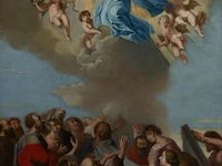 After peter paul rubens (1577-1640), the assumption of the virgin, oil on canvas 135 x 75 cm. (53.14 x 29.53 in.), frame: 155 x 95 cm. (61.02 x 37.39 in.)