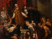 After peter paul rubens (1577-1640), the miracles of saint ignatius of loyola, oil on canvas 101 x 74 cm. (39.7 x 29.1 in.), frame: 116 x 89 cm. (45.6 x 35.0 in.)