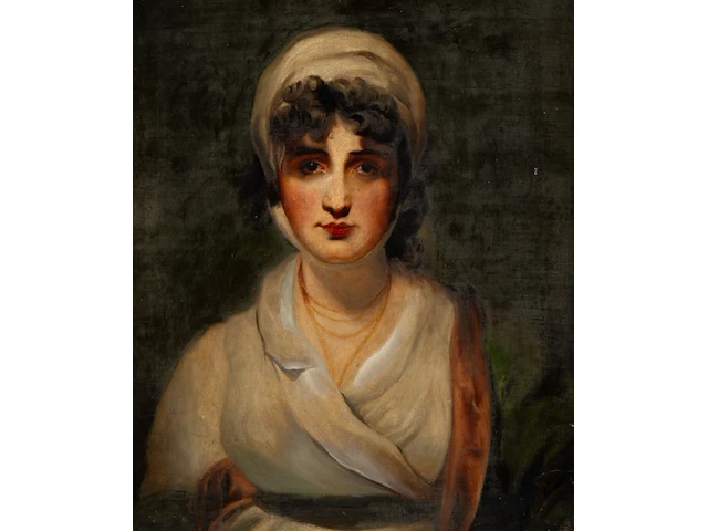 After thomas lawrence (1769-1830), the portrait of sarah siddons, oil on canvas 62 x 51 cm. (24.41 x 20.07 in.), frame: 74 x 64 cm. (29.12 x 25.19 in.) - afbeelding 1 van  4